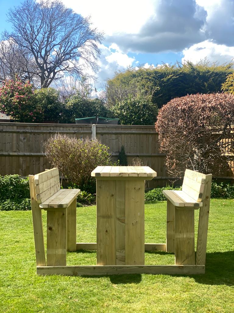 Wooden Walk In Bar height bench Seating 10 seat BenchUK LTD